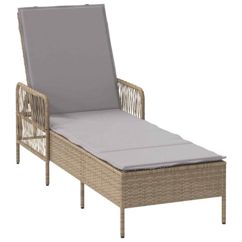 Leżak 1-osoba Beżowy i jasnoszary 55 x 200 x 92 cm polirattan
