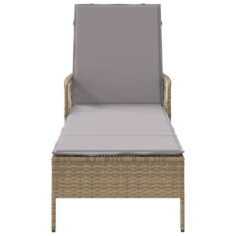 Leżak 1-osoba Beżowy i jasnoszary 55 x 200 x 92 cm polirattan