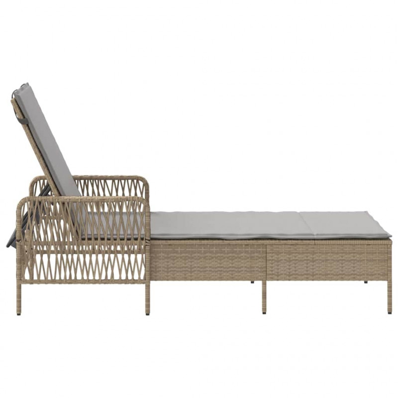 Leżak 1-osoba Beżowy i jasnoszary 55 x 200 x 92 cm polirattan