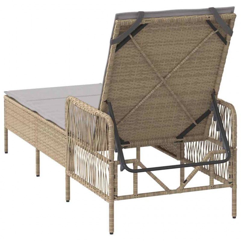 Leżak 1-osoba Beżowy i jasnoszary 55 x 200 x 92 cm polirattan