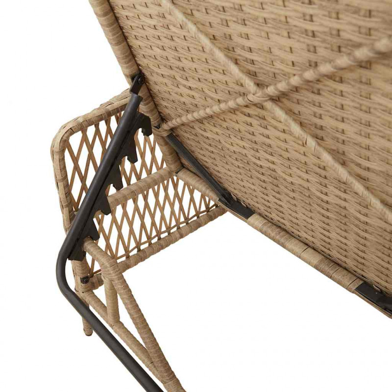 Leżak 1-osoba Beżowy i jasnoszary 55 x 200 x 92 cm polirattan