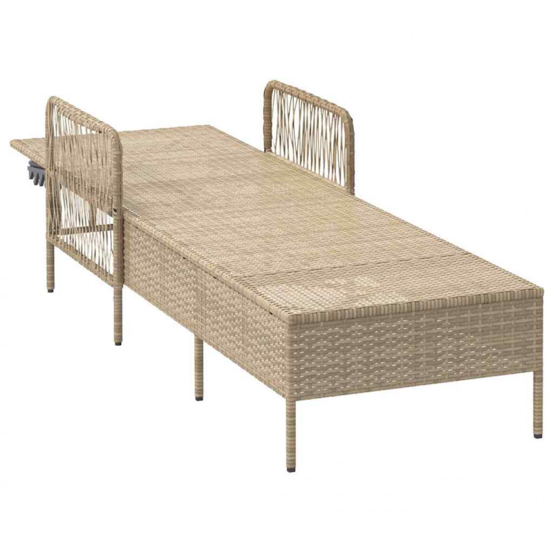 Leżak z poduszką Beżowy i kremowy 55 x 200 x 92 cm polirattan