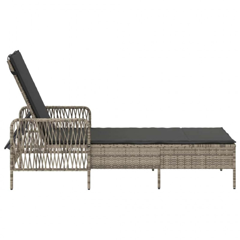 Leżak Jasnoszary i ciemnoszary 55 x 200 x 92 cm polirattan