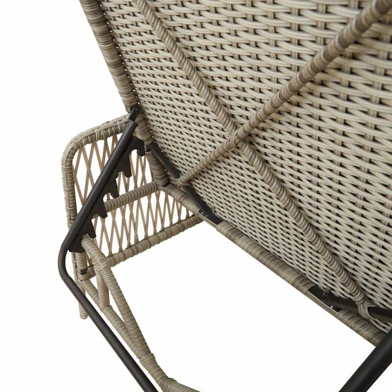Leżak Jasnoszary i ciemnoszary 55 x 200 x 92 cm polirattan