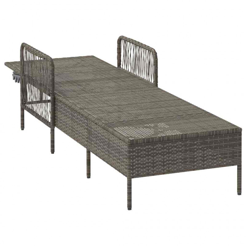 Leżak z poduszką Szary i granatowy 55 x 200 x 92 cm polirattan