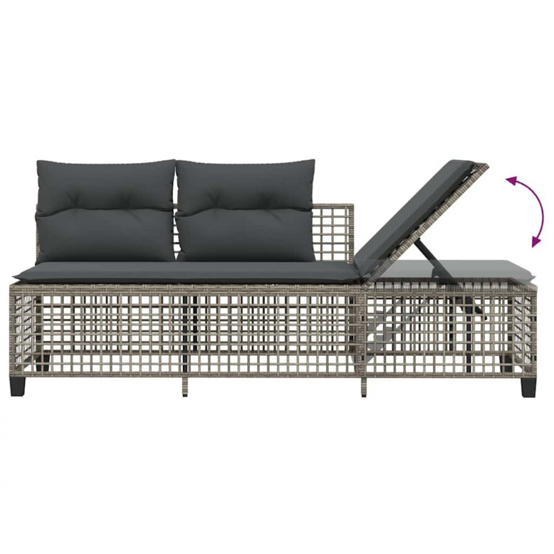 3-cz. narożna sofa ogrodowa z poduszkami, szara, polirattan