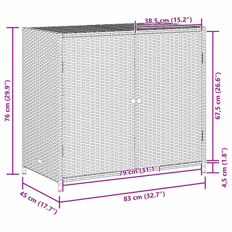 Szafka ogrodowa, szara, 83x45x76 cm, polirattan