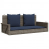 Ławka huśtawka z poduszkami Szara 119x56x48 cm Polirattan