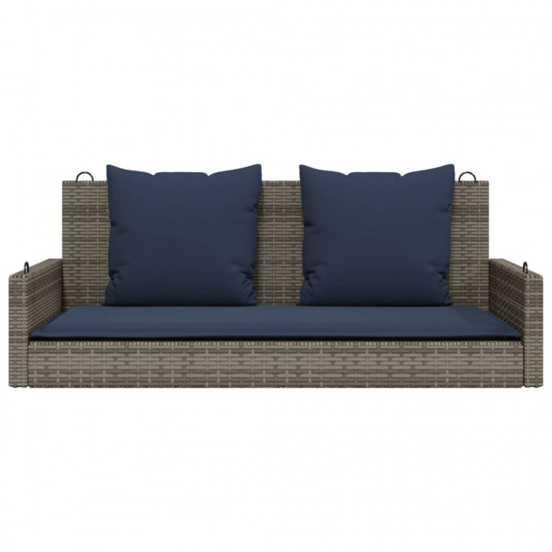 Ławka huśtawka z poduszkami Szara 119x56x48 cm Polirattan