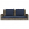 Ławka huśtawka z poduszkami Szara 119x56x48 cm Polirattan