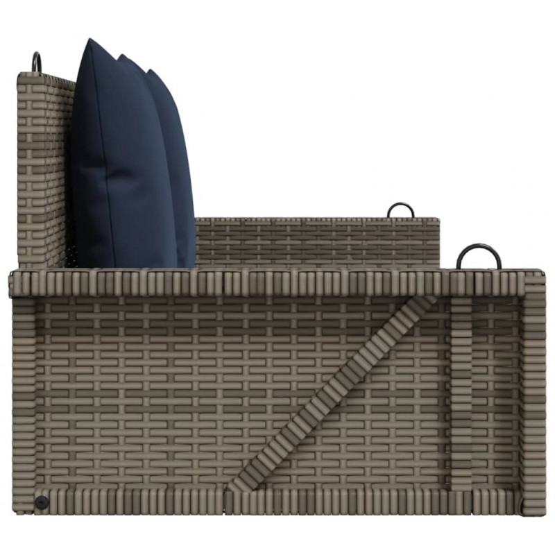 Ławka huśtawka z poduszkami Szara 119x56x48 cm Polirattan