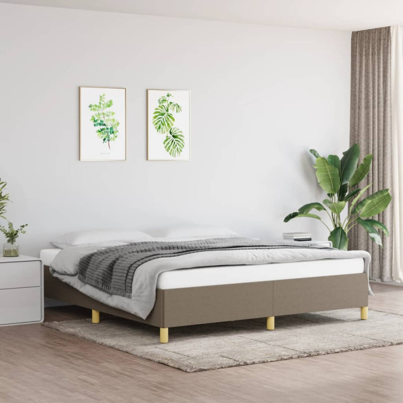 Rama łóżka bez materaca, taupe, 160x200 cm, obita tkaniną