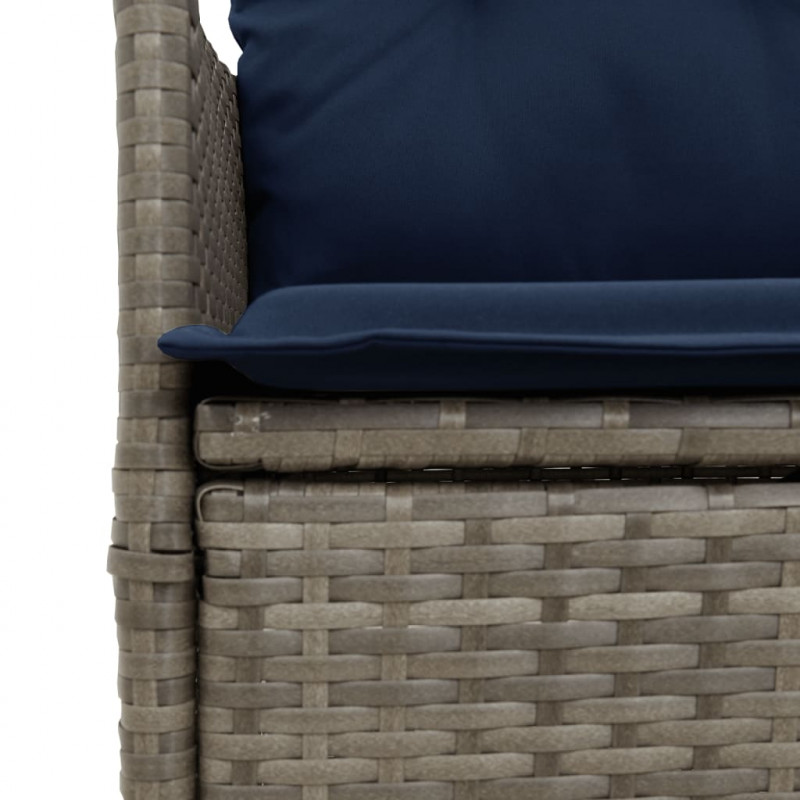 Rozkładana Sofa Ogrodowa 2-osobowa ze Stołem Szary Polirattan