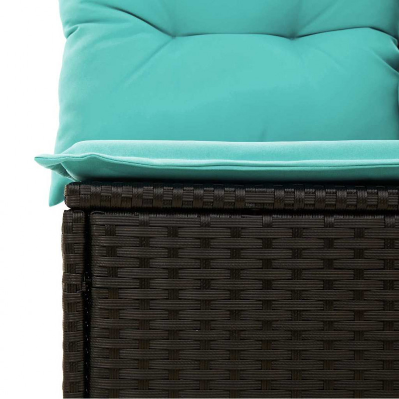 Sofa ogrodowa z poduszkami, 3-osobowa, czarna, polirattan