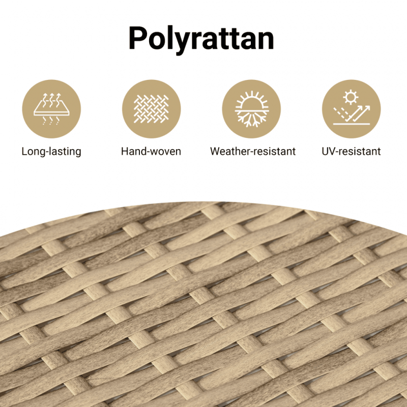 Sofa ogrodowa z poduszkami, 2-osobowa, beż, polirattan