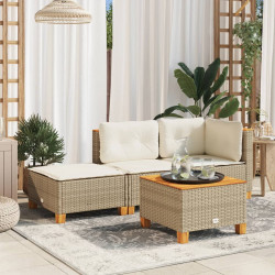 Stołek ogrodowy z poduszką, beżowy, 63,5x56x32 cm, rattan PE
