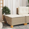 Stołek ogrodowy z poduszką, beżowy, 63,5x56x32 cm, rattan PE