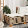 Stołek ogrodowy z poduszką, beżowy, 63,5x56x32 cm, rattan PE