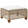Stołek ogrodowy z poduszką, beżowy, 63,5x56x32 cm, rattan PE