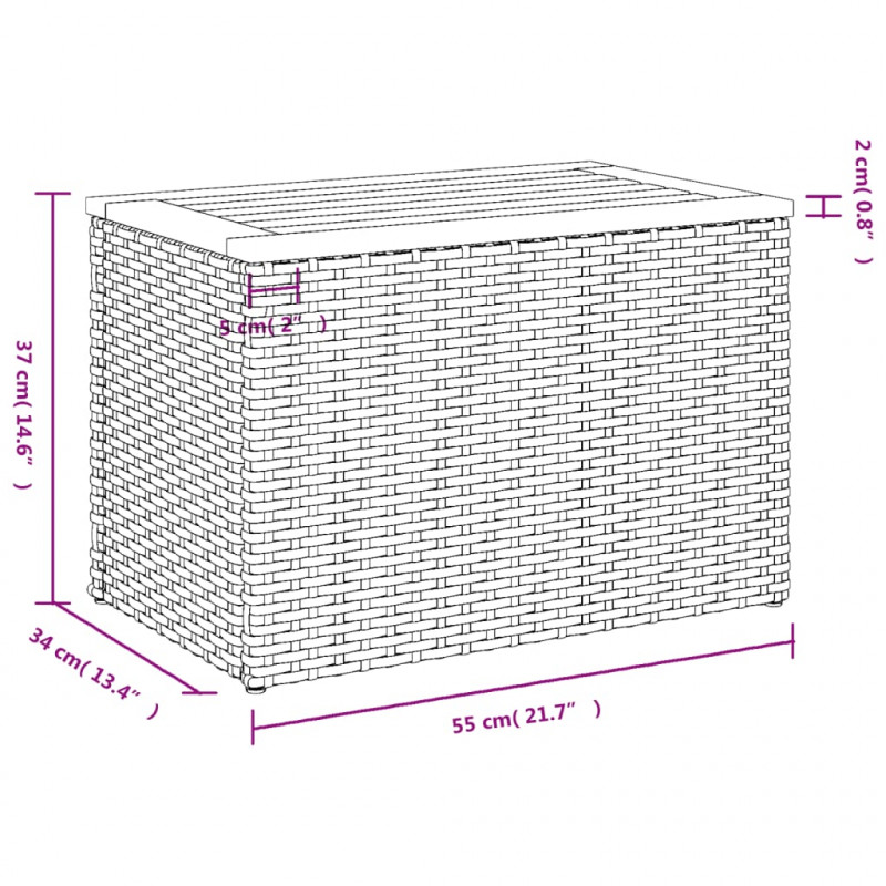 Stoliki ogrodowe, 2 szt, czarne, 55x34x37cm, rattan PE i drewno