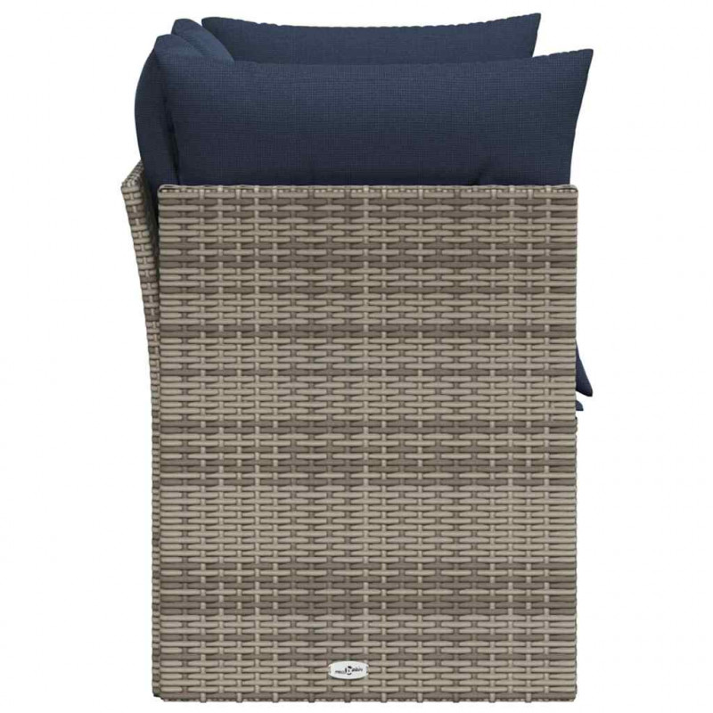 Sofa ogrodowa z poduszkami, 2-osobowa, szara, polirattan