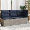 3-osobowa sofa ogrodowa z poduszkami, szara, polirattan