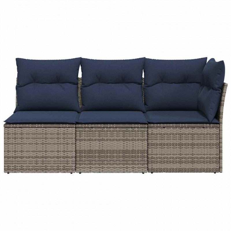 3-osobowa sofa ogrodowa z poduszkami, szara, polirattan