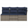 3-osobowa sofa ogrodowa z poduszkami, szara, polirattan