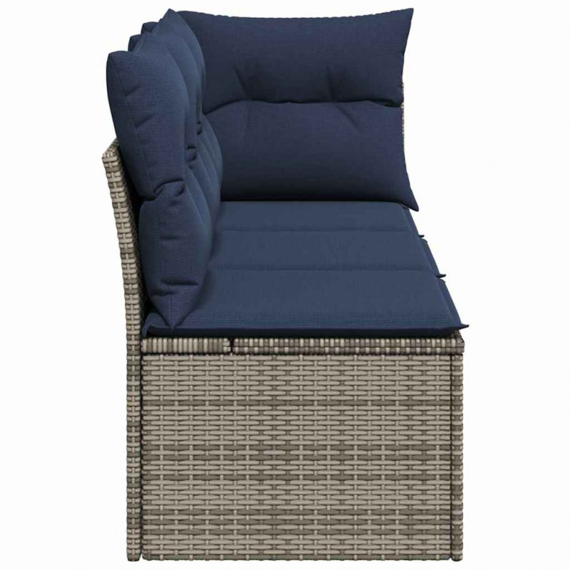 3-osobowa sofa ogrodowa z poduszkami, szara, polirattan