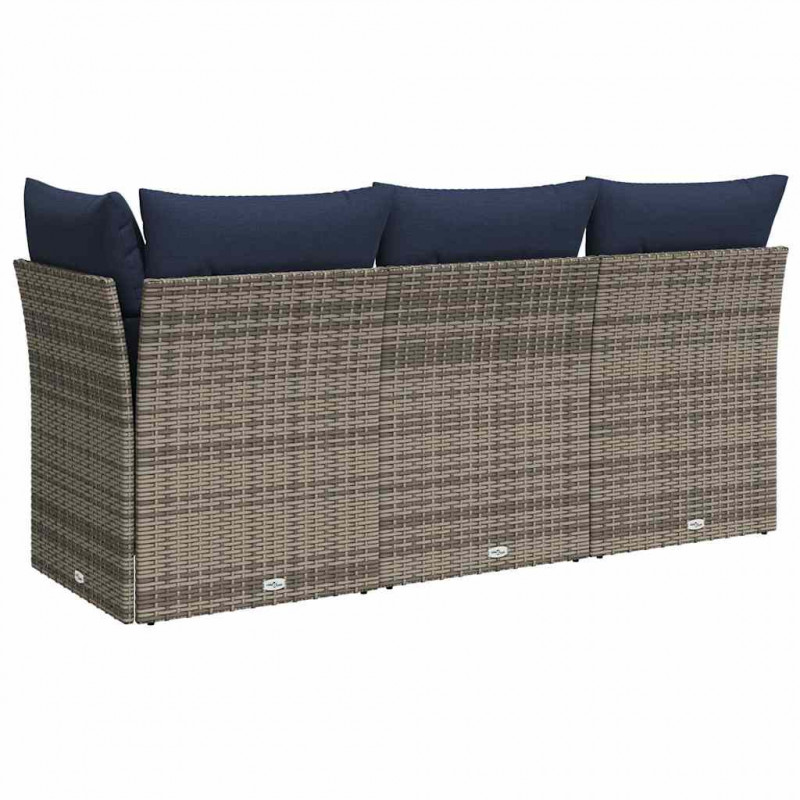 3-osobowa sofa ogrodowa z poduszkami, szara, polirattan