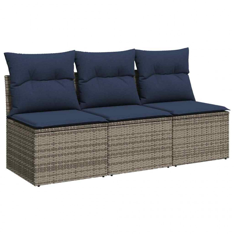 3-osobowa sofa ogrodowa z poduszkami, szara, polirattan