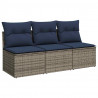 3-osobowa sofa ogrodowa z poduszkami, szara, polirattan