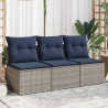 3-osobowa sofa ogrodowa z poduszkami, szara, polirattan