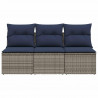 3-osobowa sofa ogrodowa z poduszkami, szara, polirattan