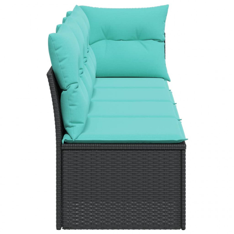 Sofa ogrodowa z poduszkami, 4-osobowa, czarna, polirattan