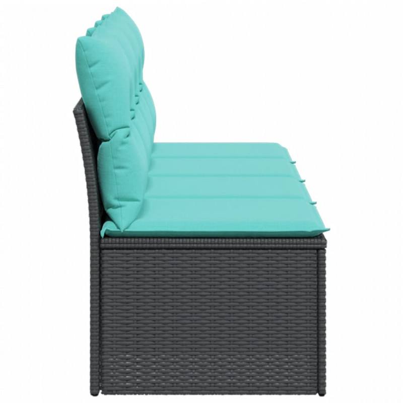 Sofa ogrodowa z poduszkami, 4-osobowa, czarna, polirattan