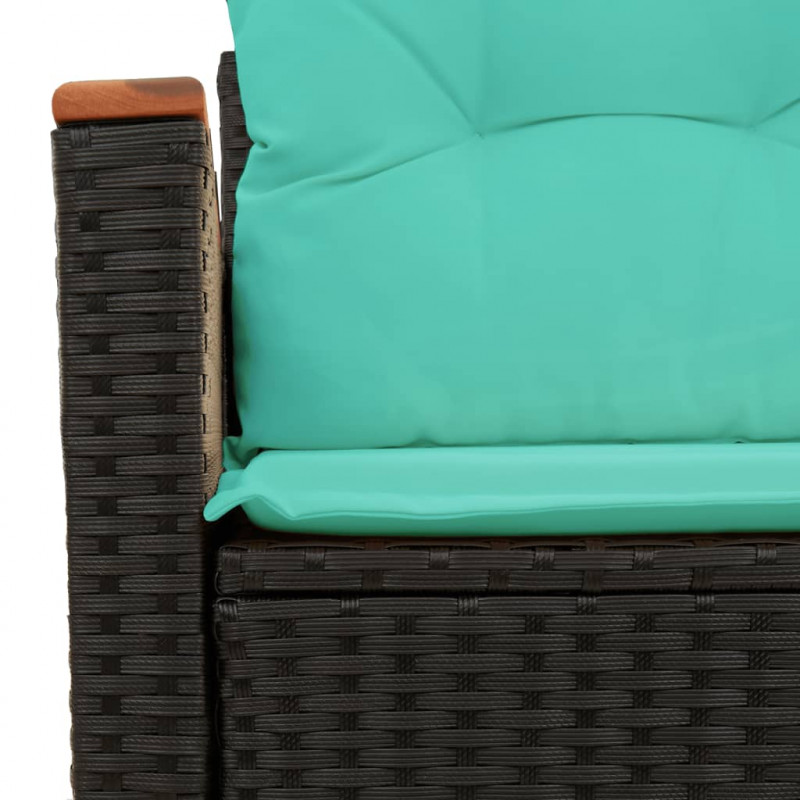 Sofa ogrodowa z poduszkami 2-osobowa czarny polirattan