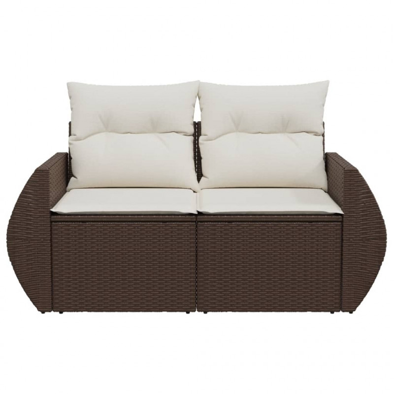 Sofa ogrodowa z poduszkami, 2-osobowa, brązowa, polirattan