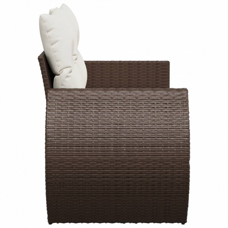 Sofa ogrodowa z poduszkami, 2-osobowa, brązowa, polirattan