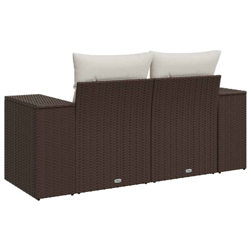 Sofa ogrodowa z poduszkami, 2-osobowa, brązowa, polirattan