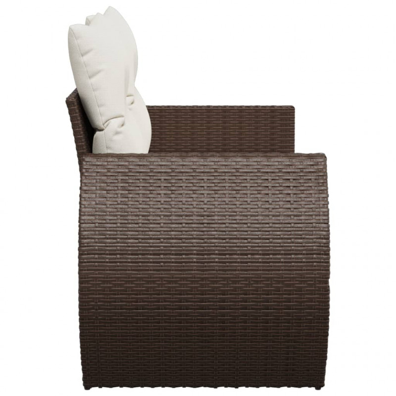 Sofa ogrodowa z poduszkami, 2-osobowa, brązowa, polirattan