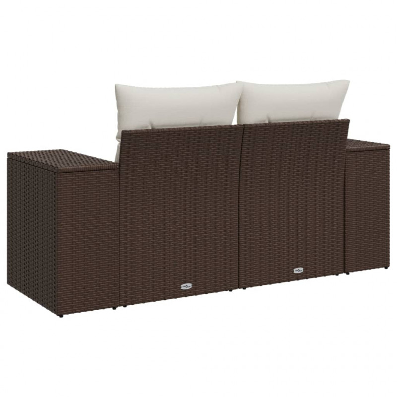 Sofa ogrodowa z poduszkami, 2-osobowa, brązowa, polirattan