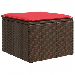 Taboret ogrodowy z poduszką Brązowy 55x55x37 cm Polirattan