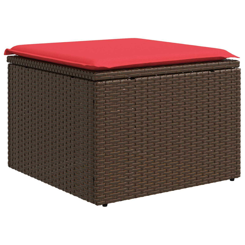 Taboret ogrodowy z poduszką Brązowy 55x55x37 cm Polirattan