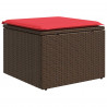 Taboret ogrodowy z poduszką Brązowy 55x55x37 cm Polirattan