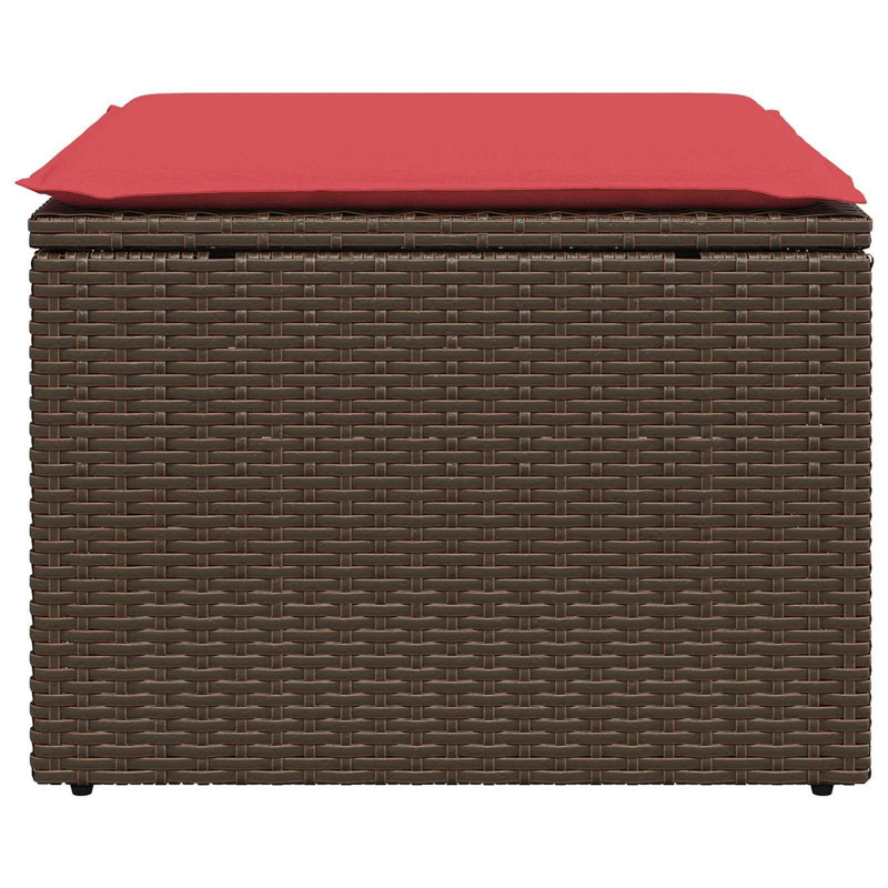 Taboret ogrodowy z poduszką Brązowy 55x55x37 cm Polirattan