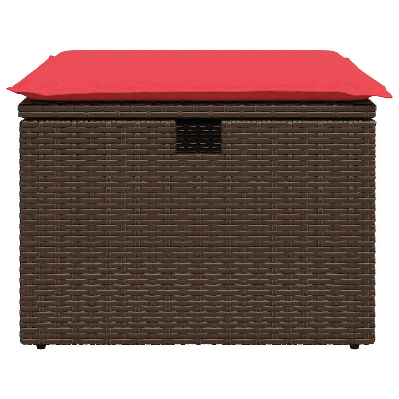 Taboret ogrodowy z poduszką Brązowy 55x55x37 cm Polirattan