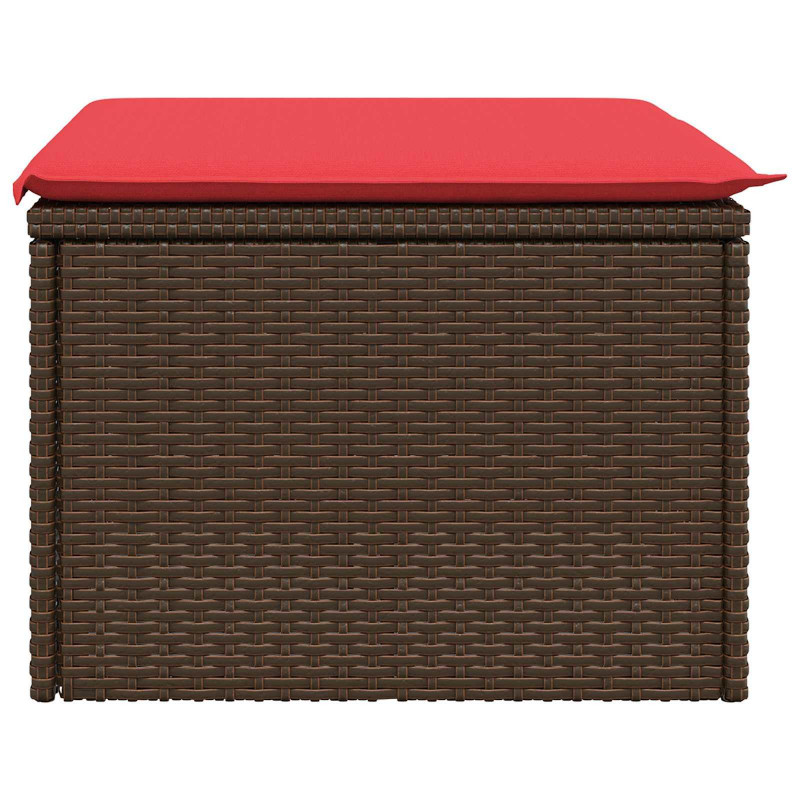 Taboret ogrodowy z poduszką Brązowy 55x55x37 cm Polirattan