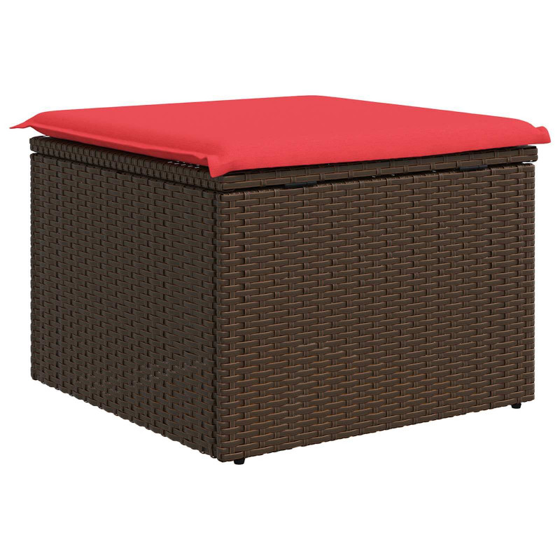 Taboret ogrodowy z poduszką Brązowy 55x55x37 cm Polirattan
