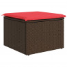 Taboret ogrodowy z poduszką Brązowy 55x55x37 cm Polirattan